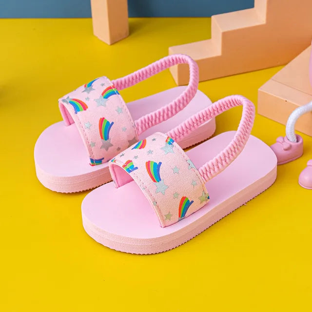 Girls Rainbow Star Flip-Flops