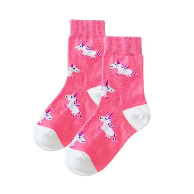 Girls Pink Unicorn Socks