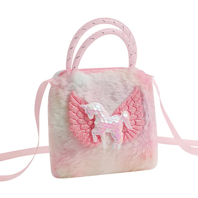 Plush Unicorn Shoulder Purse and Handbag
