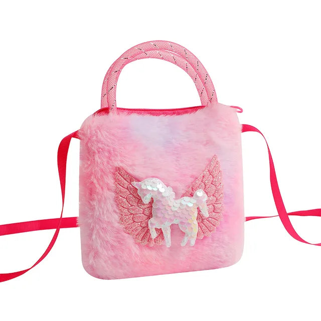 Plush Unicorn Shoulder Purse and Handbag