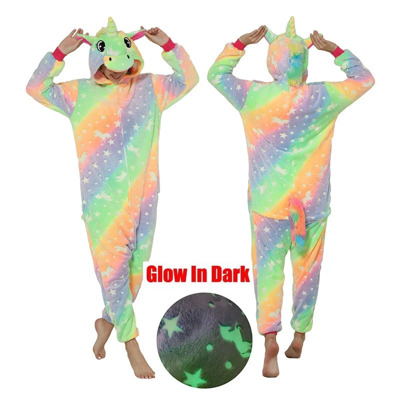 Adult Unicorn Onesie Glow in Dark pajamas and costumes