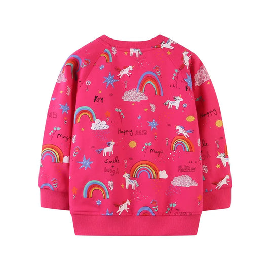 Girls Hot Pink Unicorn Sweater