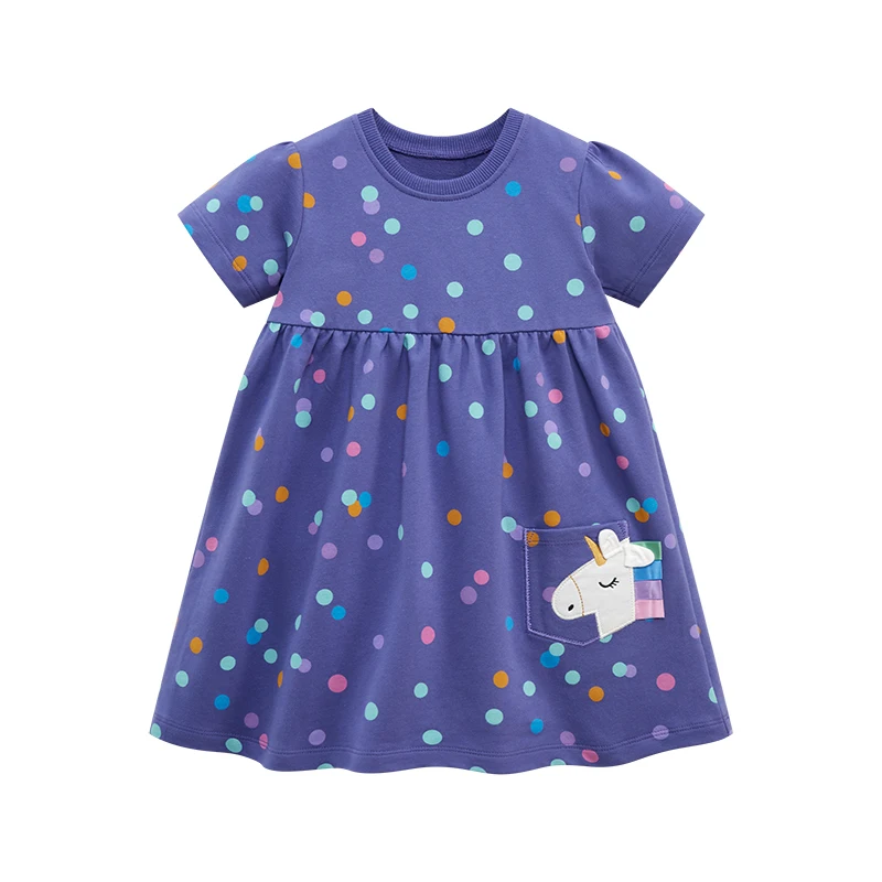 Girls Polka-Dot Unicorn Tshirt Dress