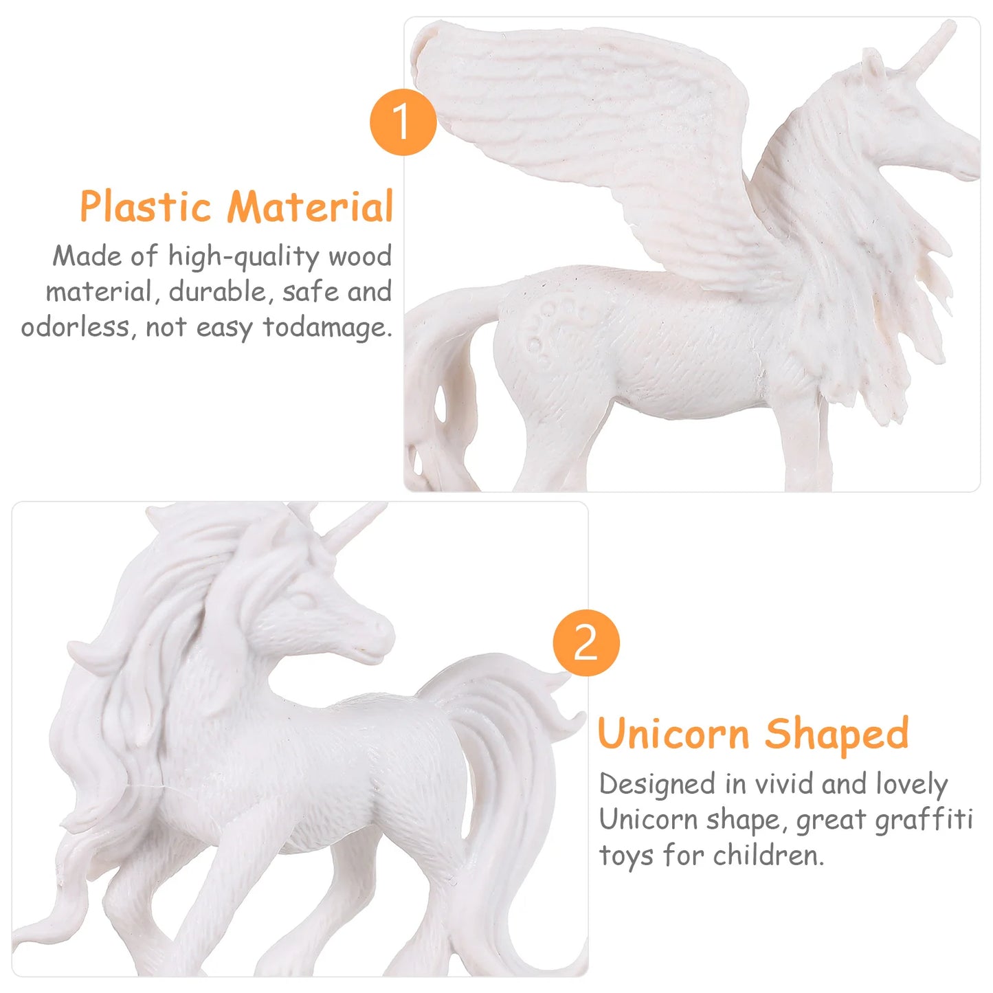 4 Paintable 3D Unicorn Figurines