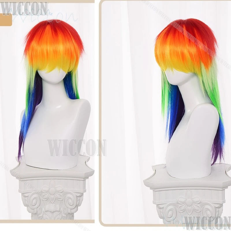 Anime Rainbow Dash Cosplay wigs and goggles