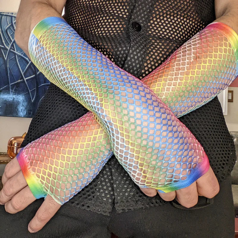 Rainbow mesh Gloves Unicorn Cosplay