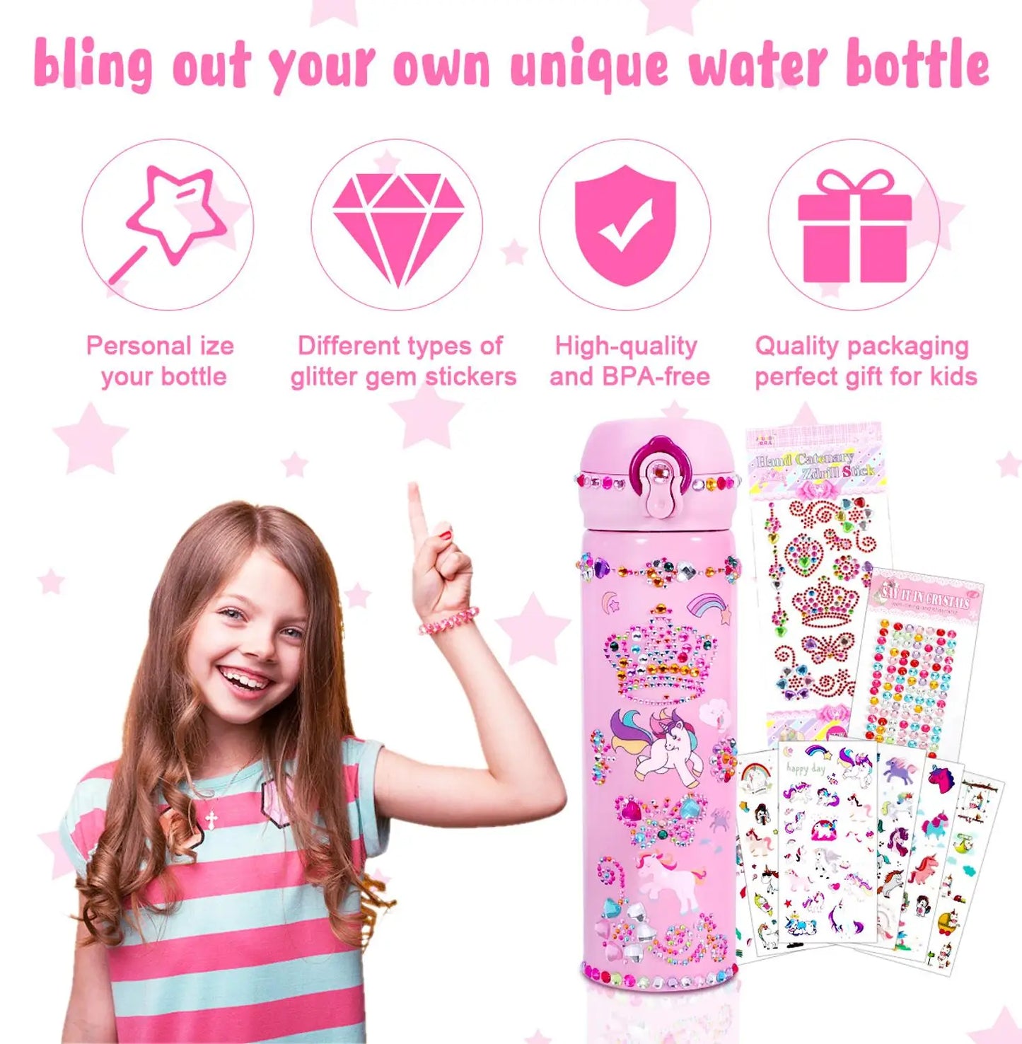 Unicorn Kids Water Bottle DIY Craft Kit