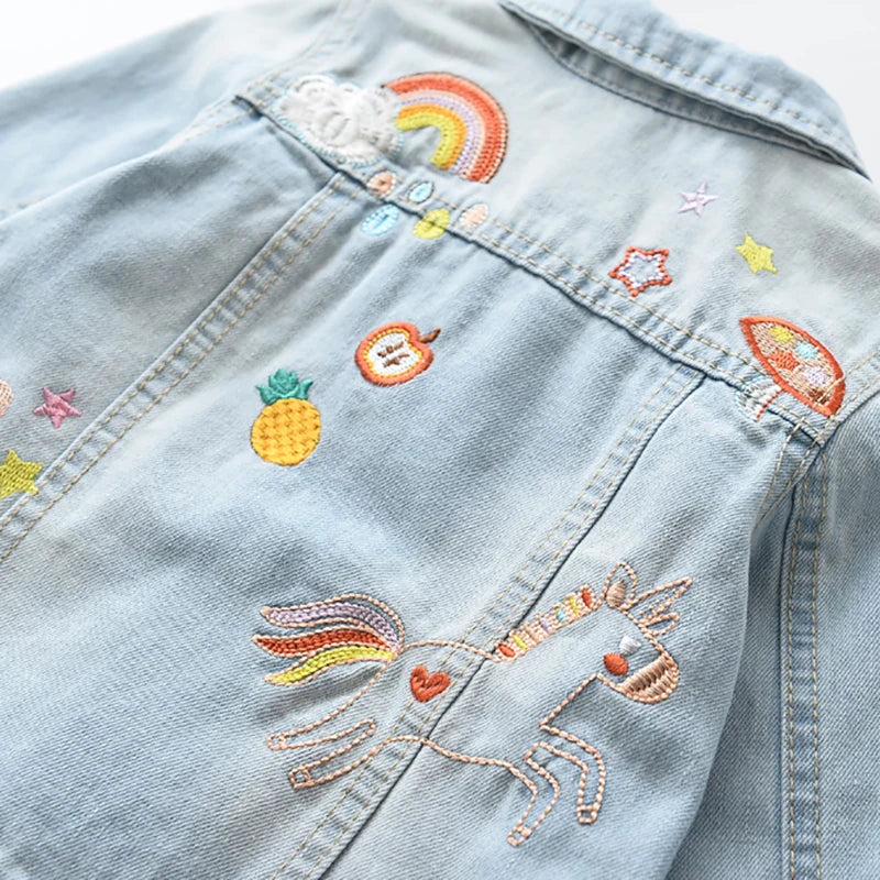 Unicorn Embroidery Denim Coat