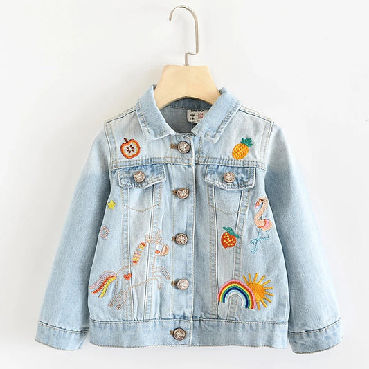 Unicorn Embroidery Denim Coat