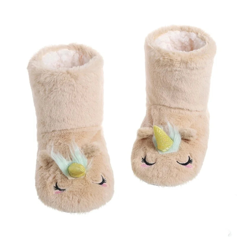 Unicorn Furry House Slippers