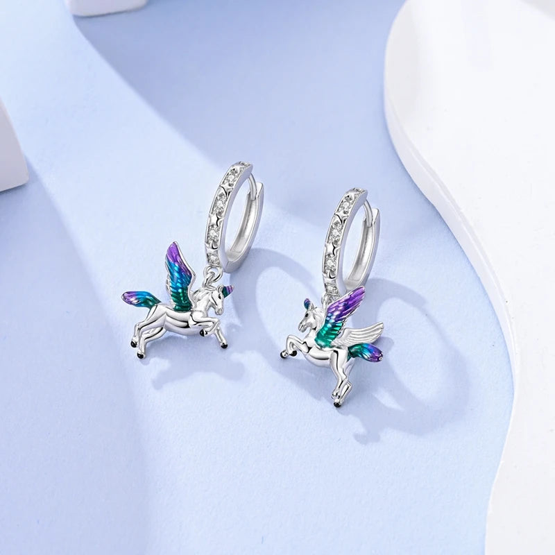 Flying Unicorn Huggy-Hoop Earrings