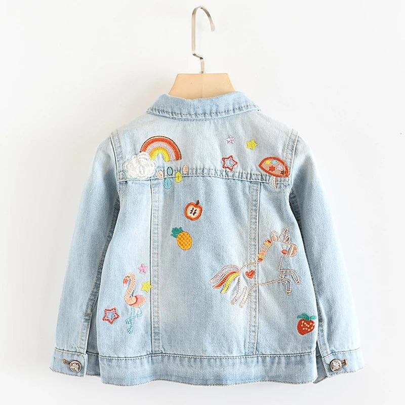 Unicorn Embroidery Denim Coat