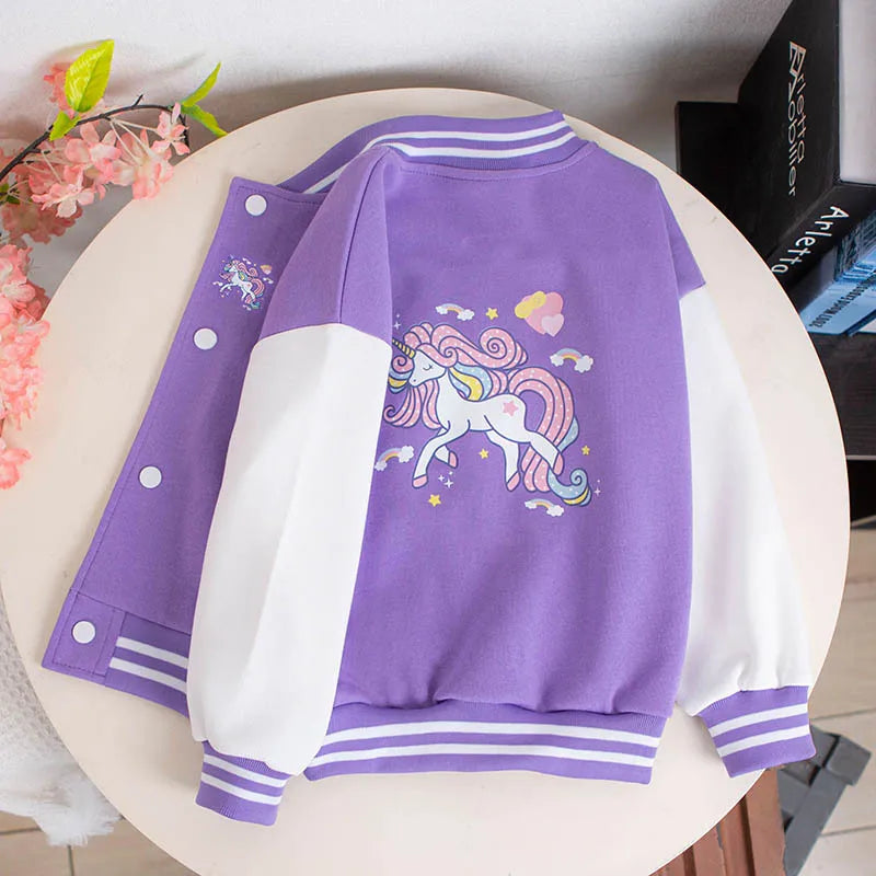 Girls Unicorn Varsity Jersey Jacket