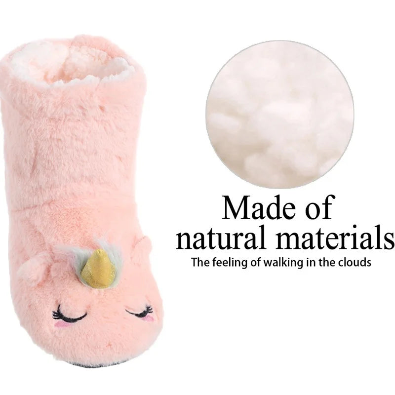 Unicorn Furry House Slippers