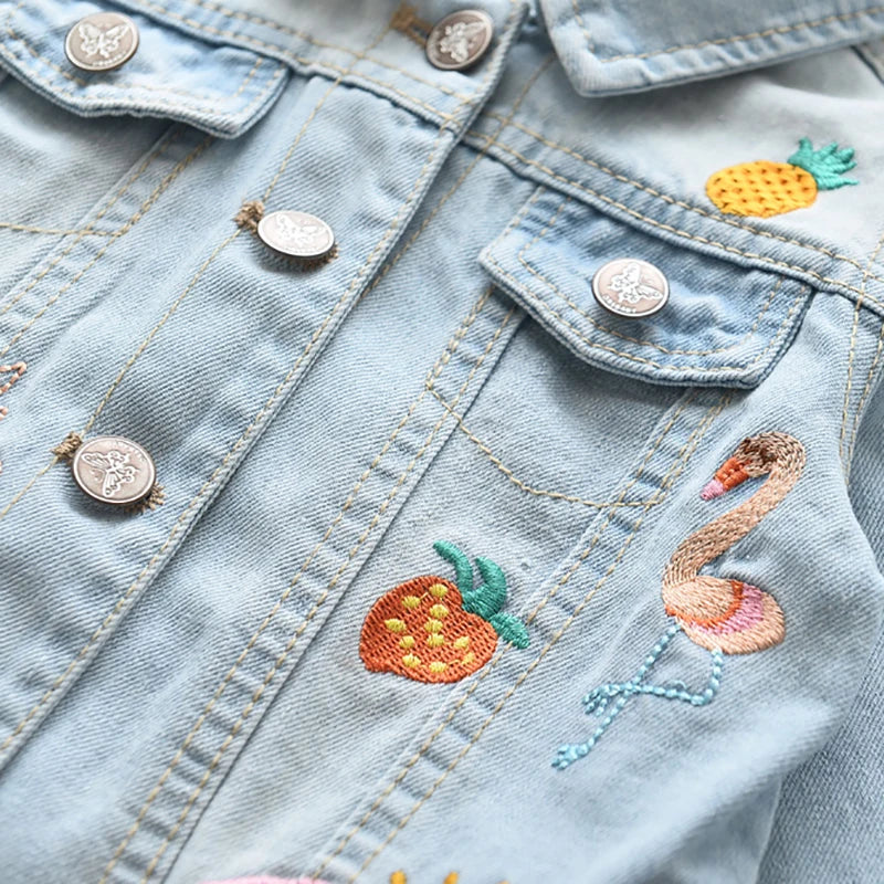 Unicorn Embroidery Denim Coat