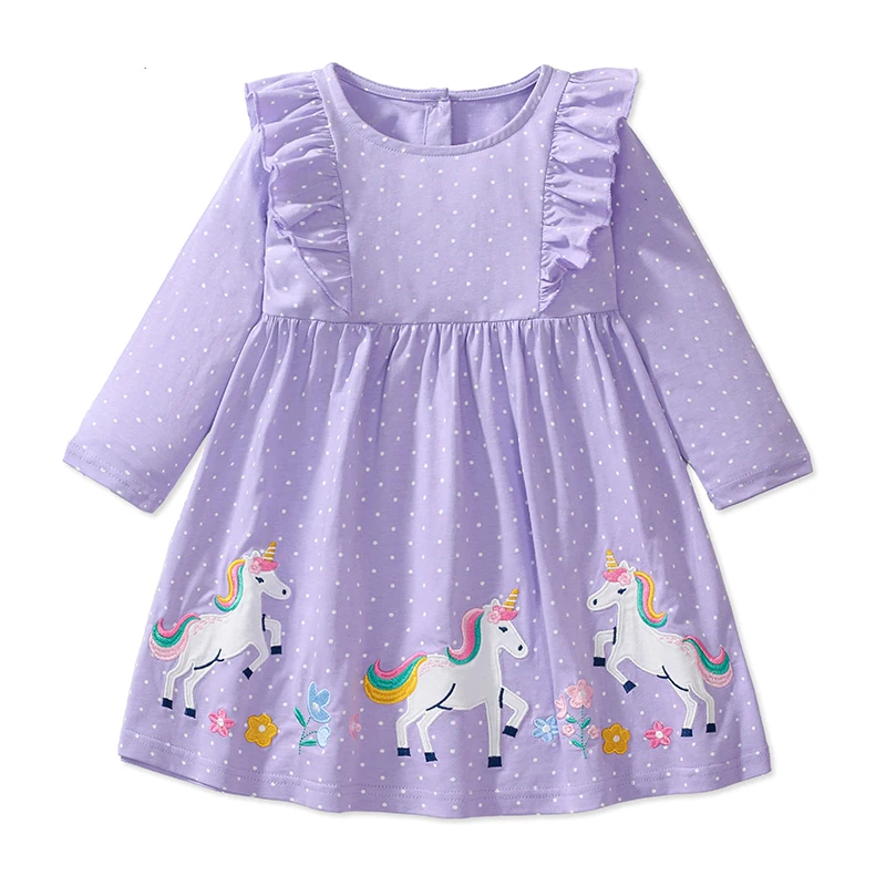 Children's Unicorn Ruffle Long Sleeve Dress