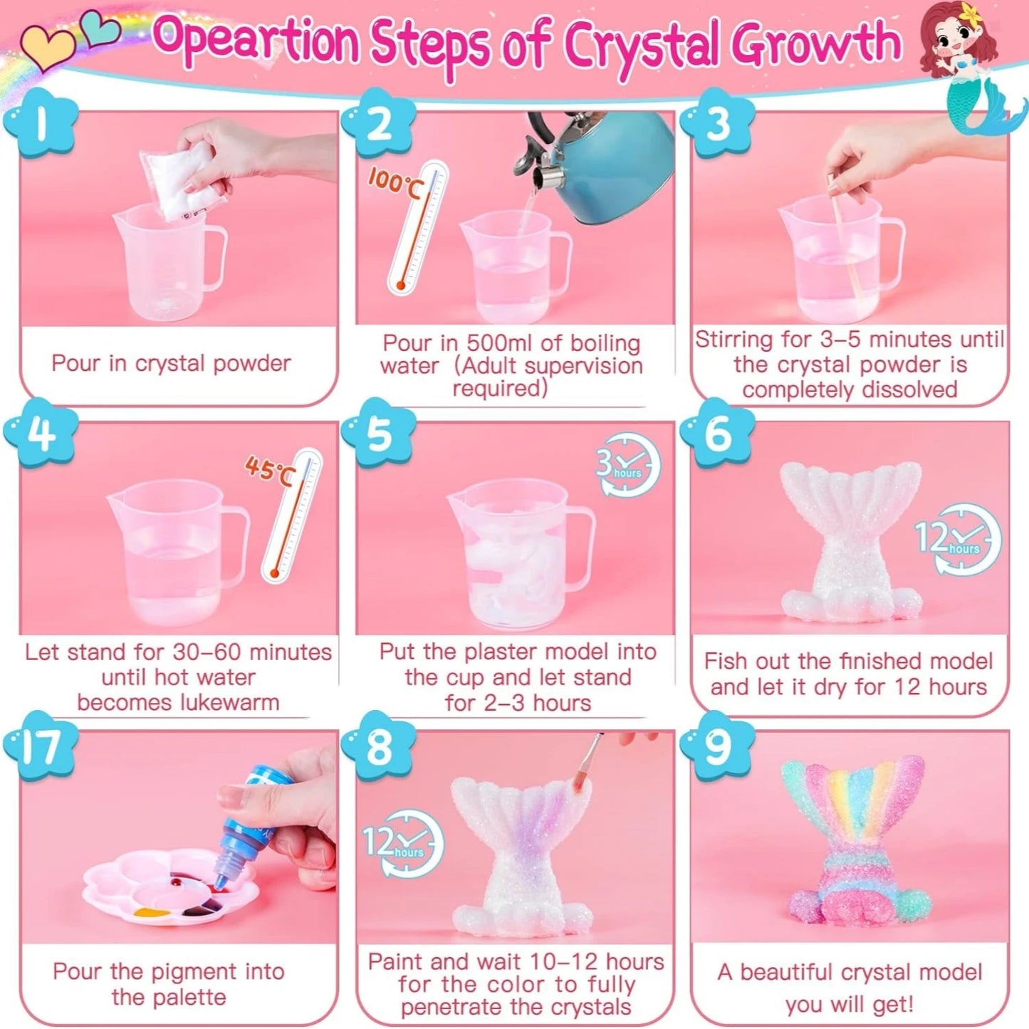 3D Unicorn Crystal Growing and Paint Craft Kit