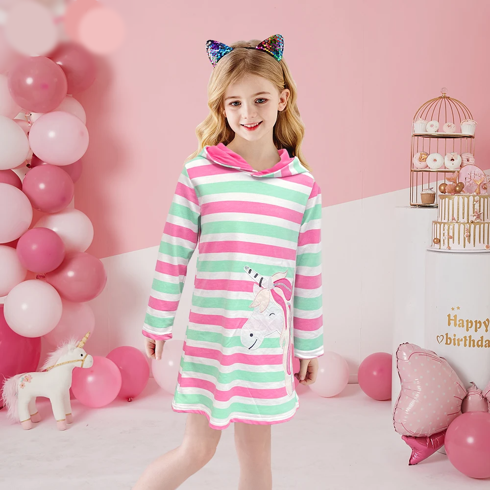 Girls Unicorn Hooded Dress