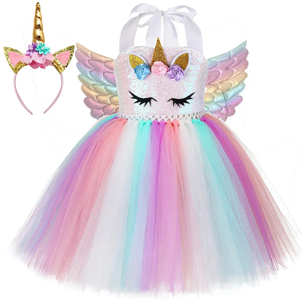 Pastel Sequins Unicorn Dress Costume