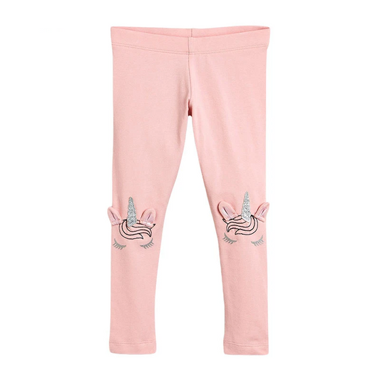 Girls Pink Unicorn Leggings