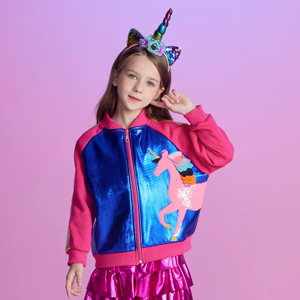 Girls Unicorn Sequined Jacket