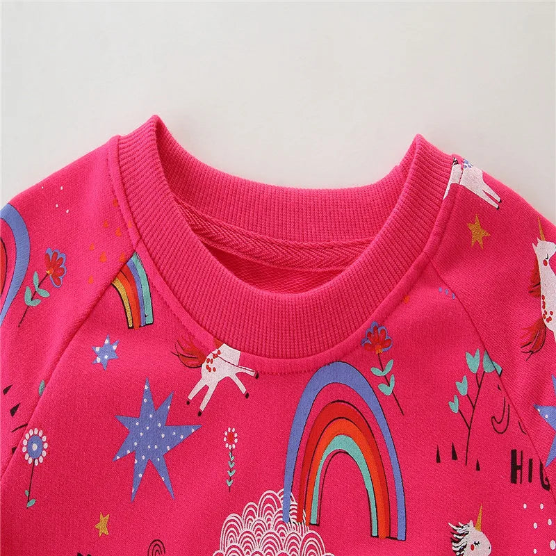 Girls Hot Pink Unicorn Sweater