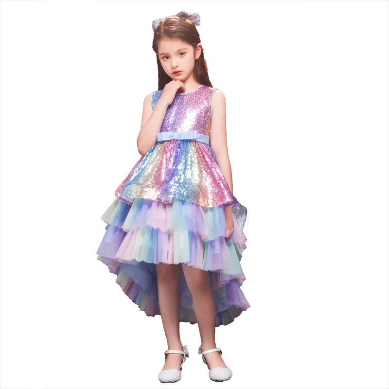 Girls Rainbow Sequins Dress