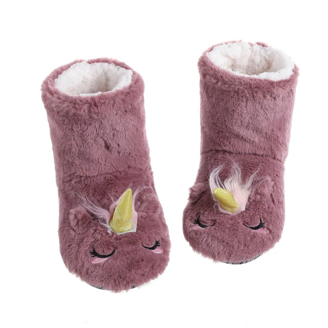 Unicorn Furry House Slippers