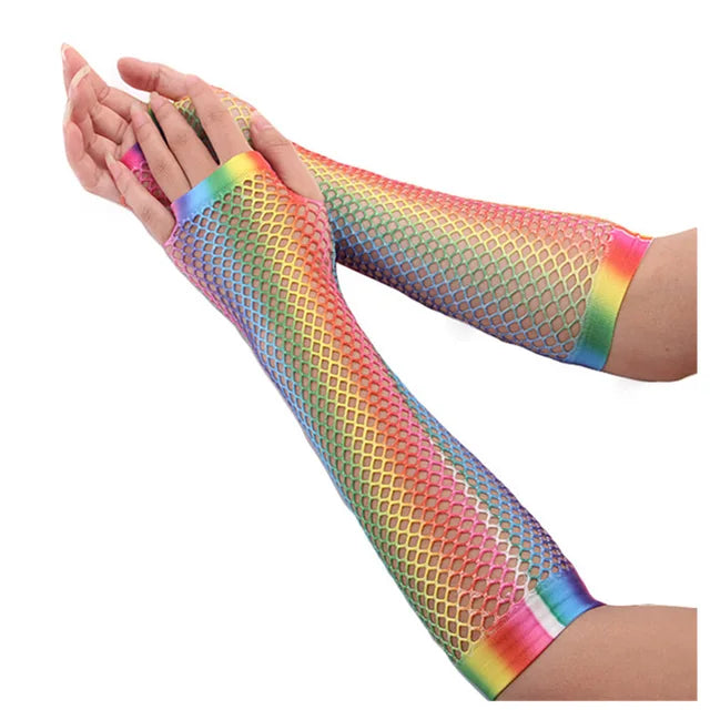 Rainbow mesh Gloves Unicorn Cosplay