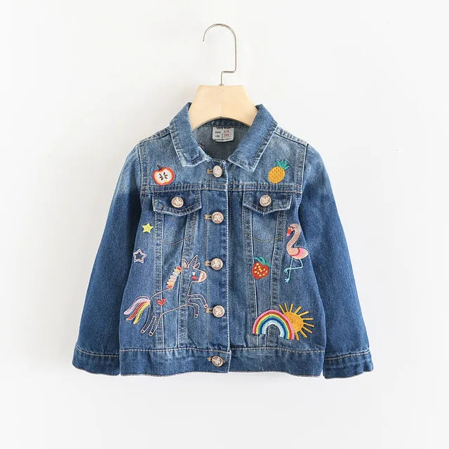 Unicorn Embroidery Denim Coat