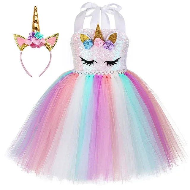 Pastel Sequins Unicorn Dress Costume