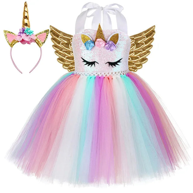 Pastel Sequins Unicorn Dress Costume