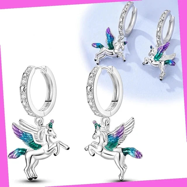 Flying Unicorn Huggy-Hoop Earrings