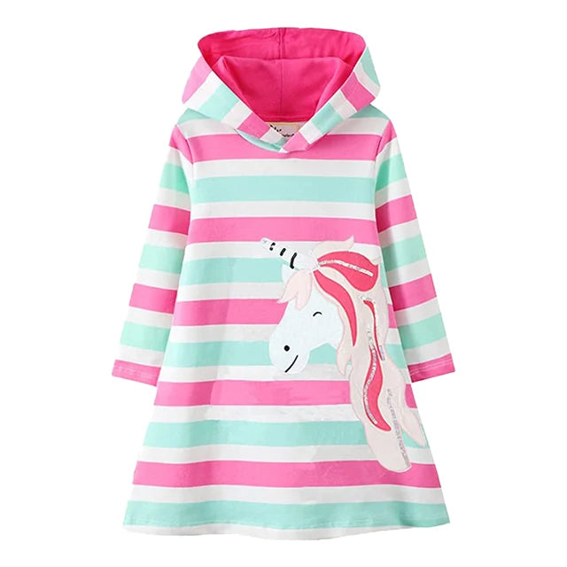 Girls Unicorn Hooded Dress