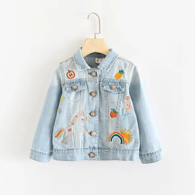 Unicorn Embroidery Denim Coat