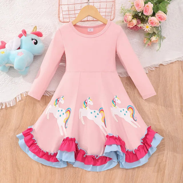 Unicorn Ruffle Trim Dress