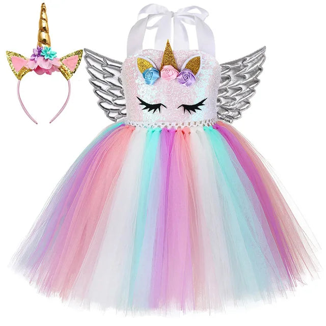 Pastel Sequins Unicorn Dress Costume