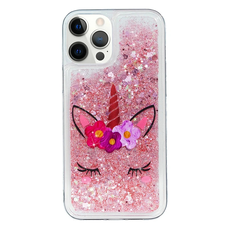 Unicorn Glitter Dynamic Liquid Case for iPhone 14 13 Pro Max 14 Plus 14ProMax