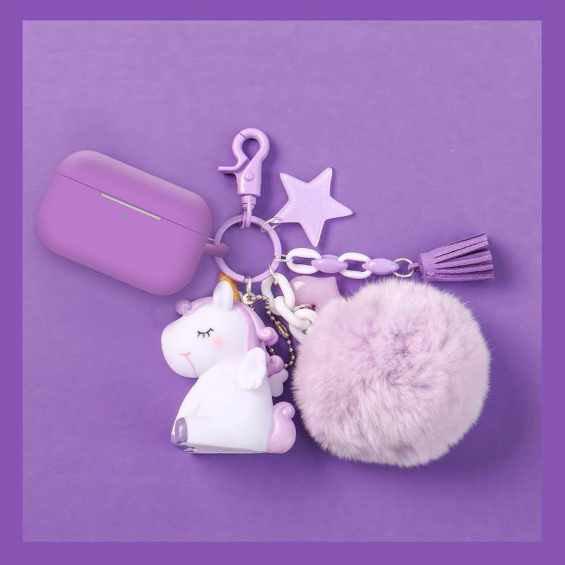 Star Unicorn AirPods Silicone Case Cover with Keychain