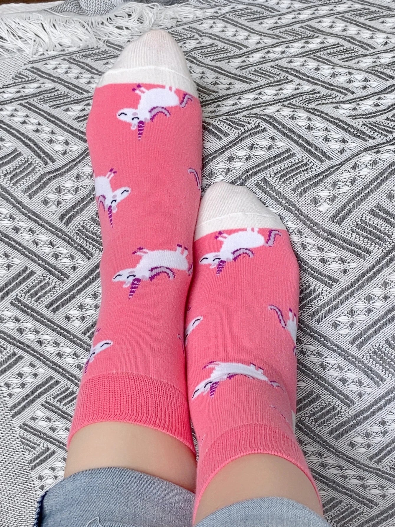 Girls Pink Unicorn Socks