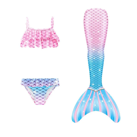 3pcs/set Girls Mermaid Tail Swimsuit