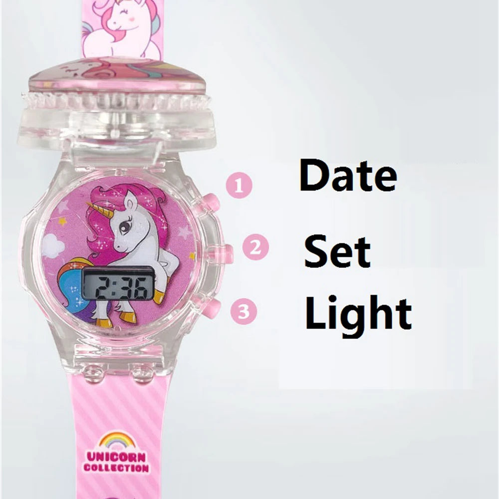 Rotatable, Musical, light-up Rainbow Unicorn Watch