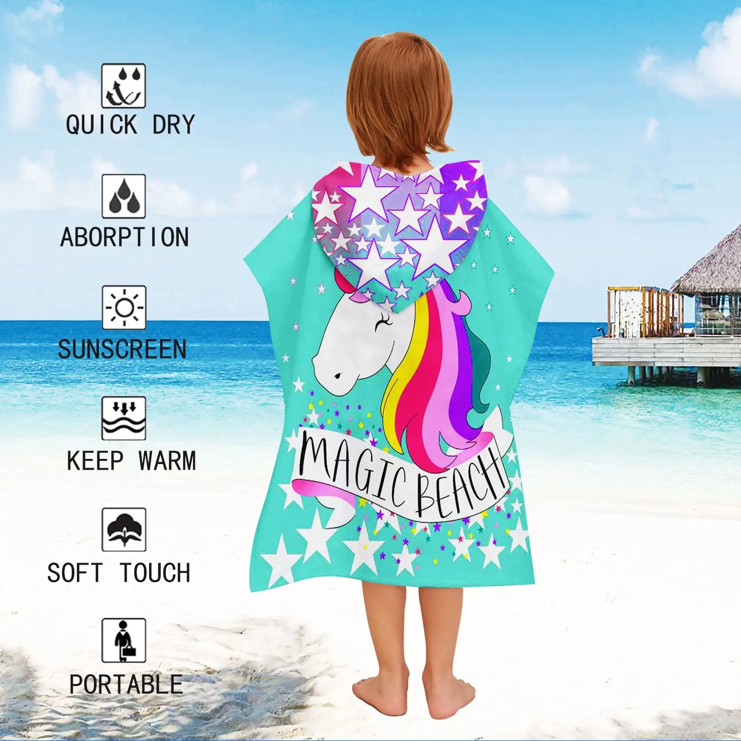 "Magic Beach" Unicorn Towel Poncho