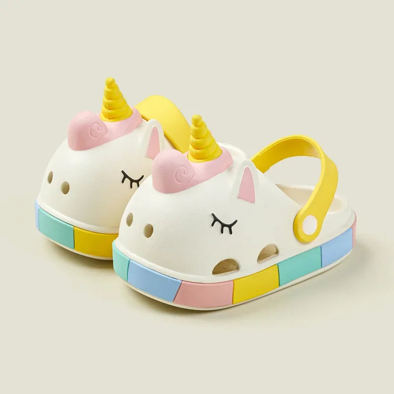 Girls Unicorn Head Crocs/Flip-Flops