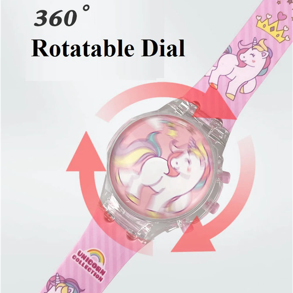 Rotatable, Musical, light-up Rainbow Unicorn Watch