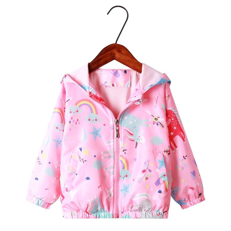 100 Unicorns Rainbow Cloud Unicorn Windbreaker Jacket Pink / 4T