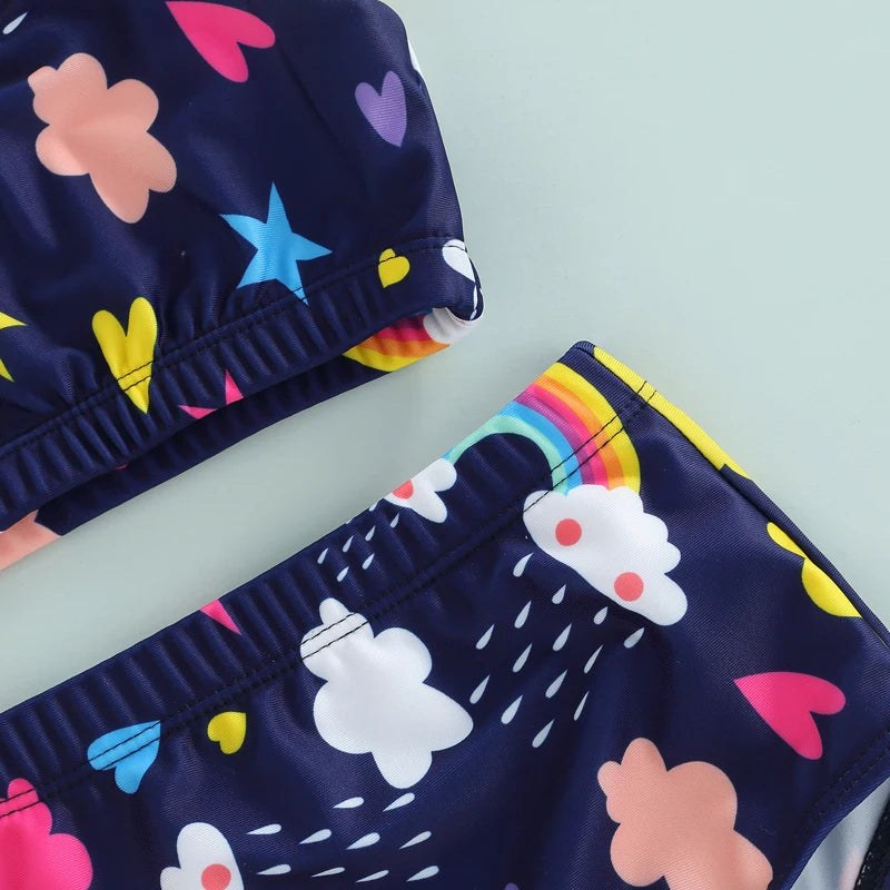 1-6Y Girls Rainbow Print Two Piece Bikini Swimsuit Set