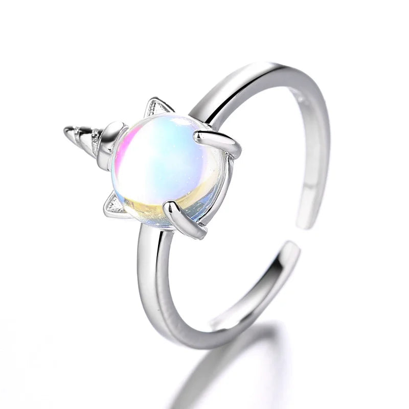 Adjustable Unicorn Moonstone Ring