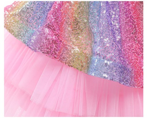Rainbow Sequins Princess Dress