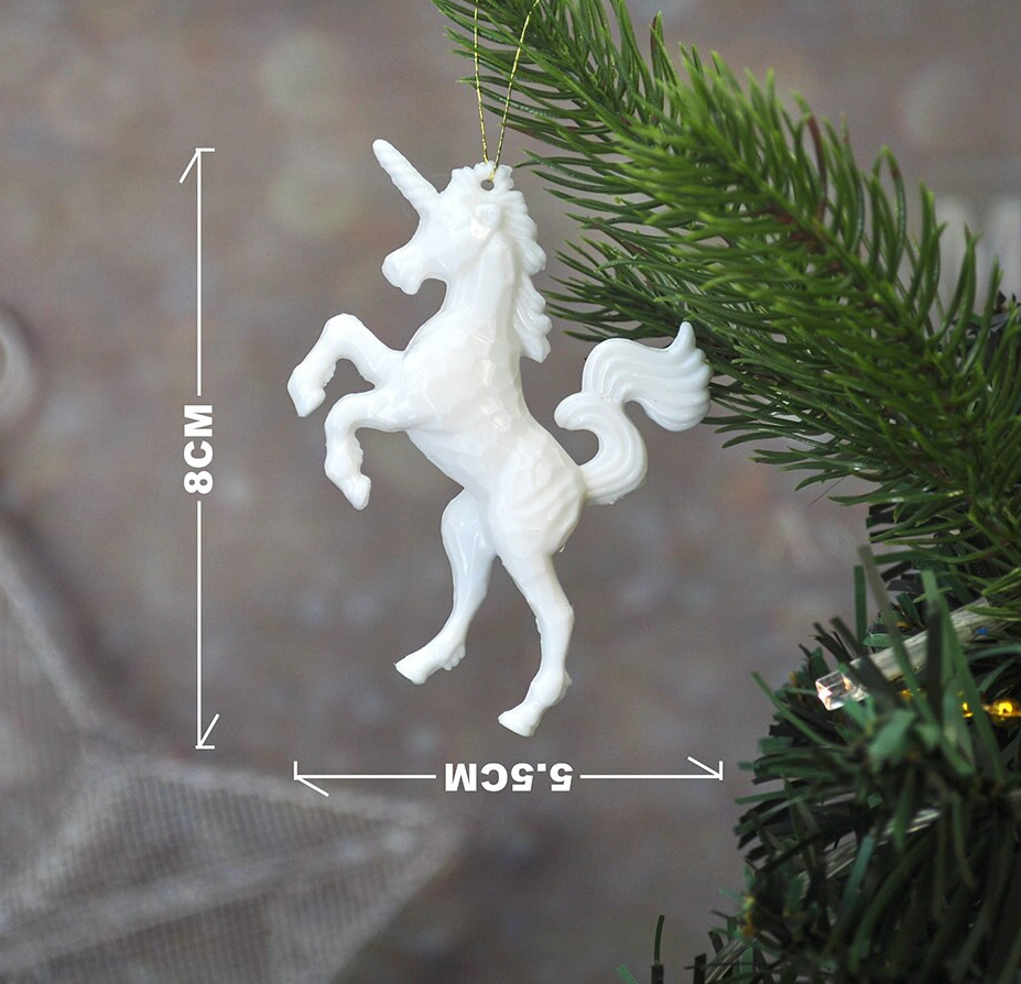 White Unicorn Ornaments (4pcs)